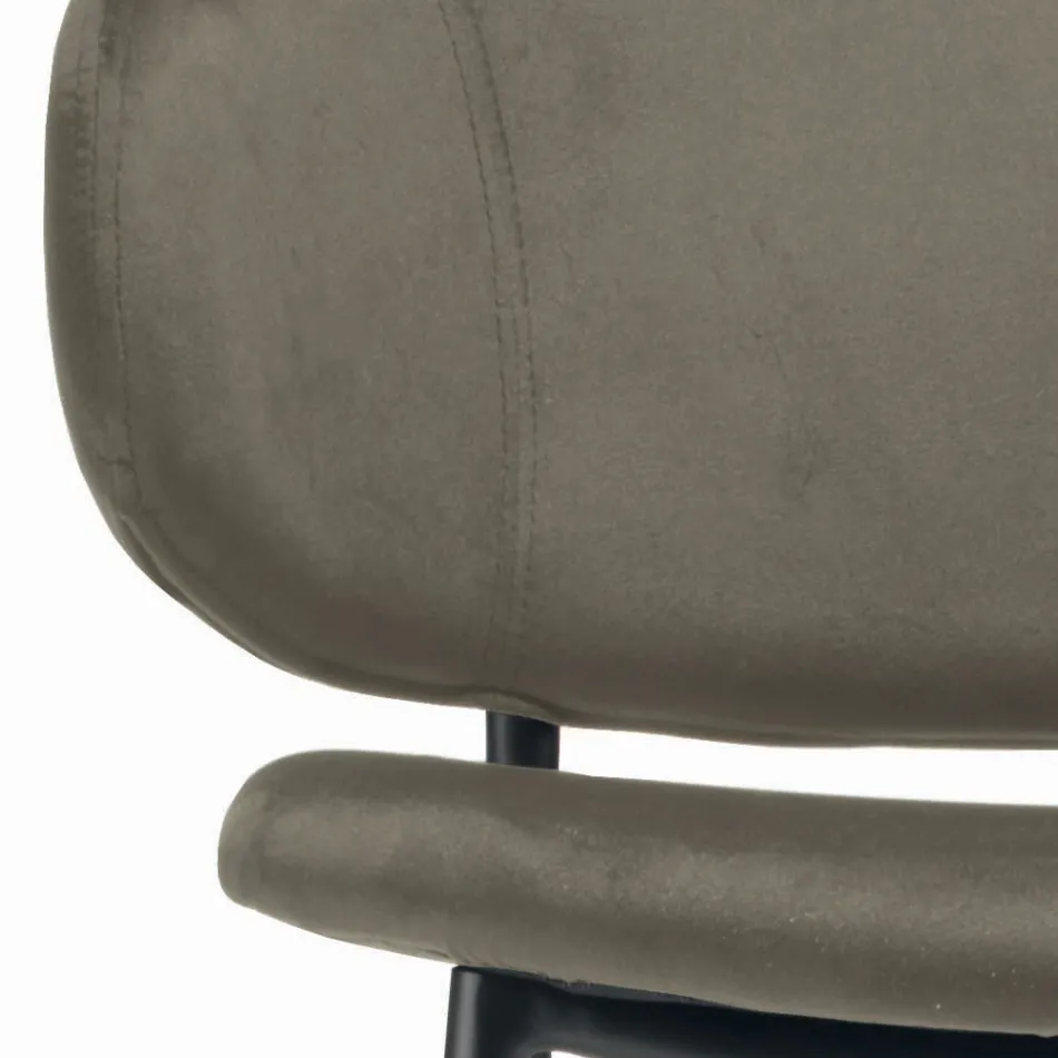 Lounge Stool Made of Steel and Velvet Made in Italy - Rimini Viadurini