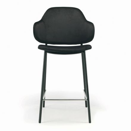 Lounge Stool Made of Steel and Velvet Made in Italy - Rimini Viadurini