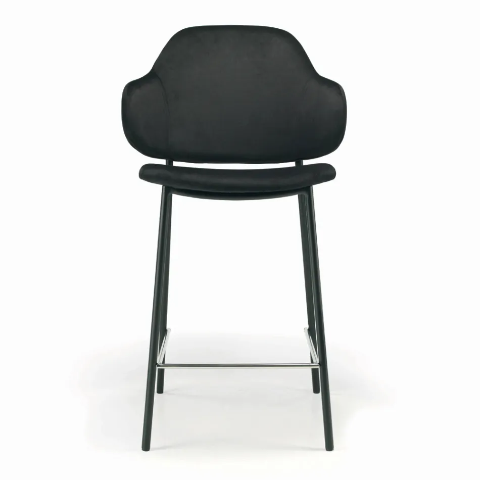 Lounge Stool Made of Steel and Velvet Made in Italy - Rimini Viadurini