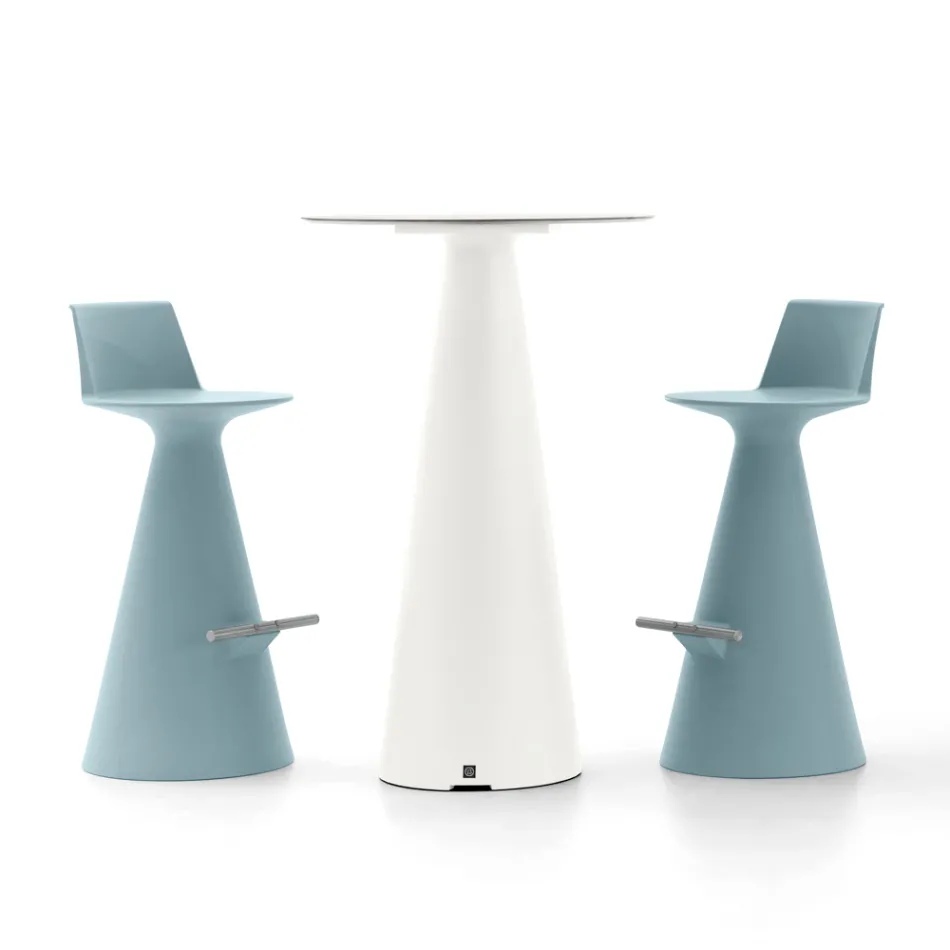 Lounge Stool Made of Polyethylene with Footrest - Ellipse Viadurini