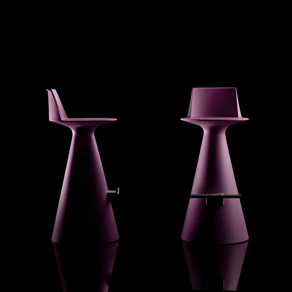 Lounge Stool Made of Polyethylene with Footrest - Ellipse Viadurini