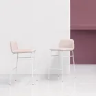 Luxury Stool Covered in Fabric with Metal Base Made in Italy - Molde Viadurini