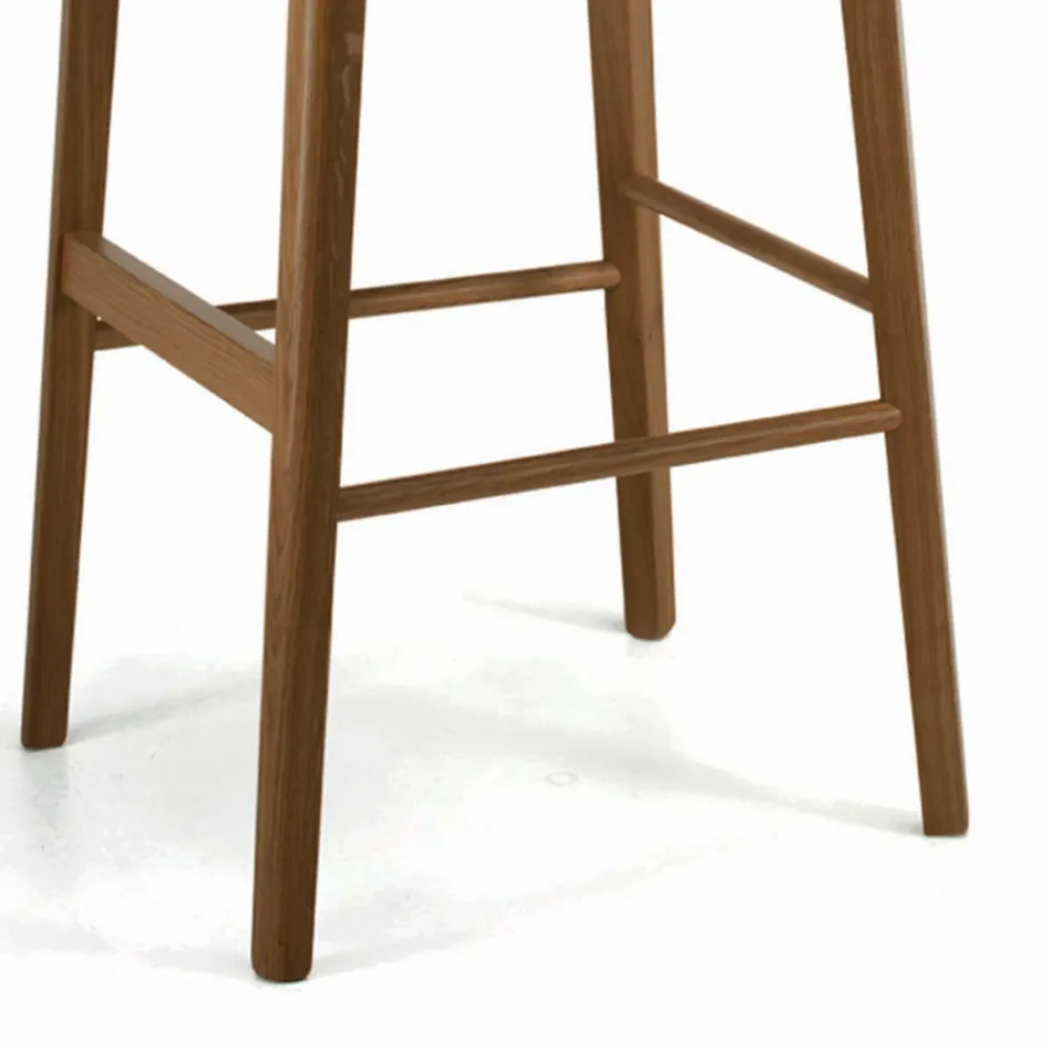 Fixed Stool with Wooden Legs and Padded Seat Made in Italy - Bari Viadurini