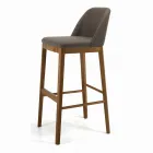 Fixed Stool with Wooden Legs and Padded Seat Made in Italy - Bari Viadurini