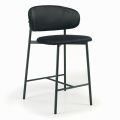 Fixed Stool with Seat and Back in Velvet Made in Italy - Cagliari