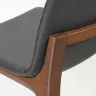 Fixed Design Kitchen Stool in Leather and Wood Made in Italy - Rocco Viadurini