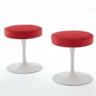 Swivel Stool in Lacquered Aluminium with Leather Seat Made in Italy - Dacia Viadurini