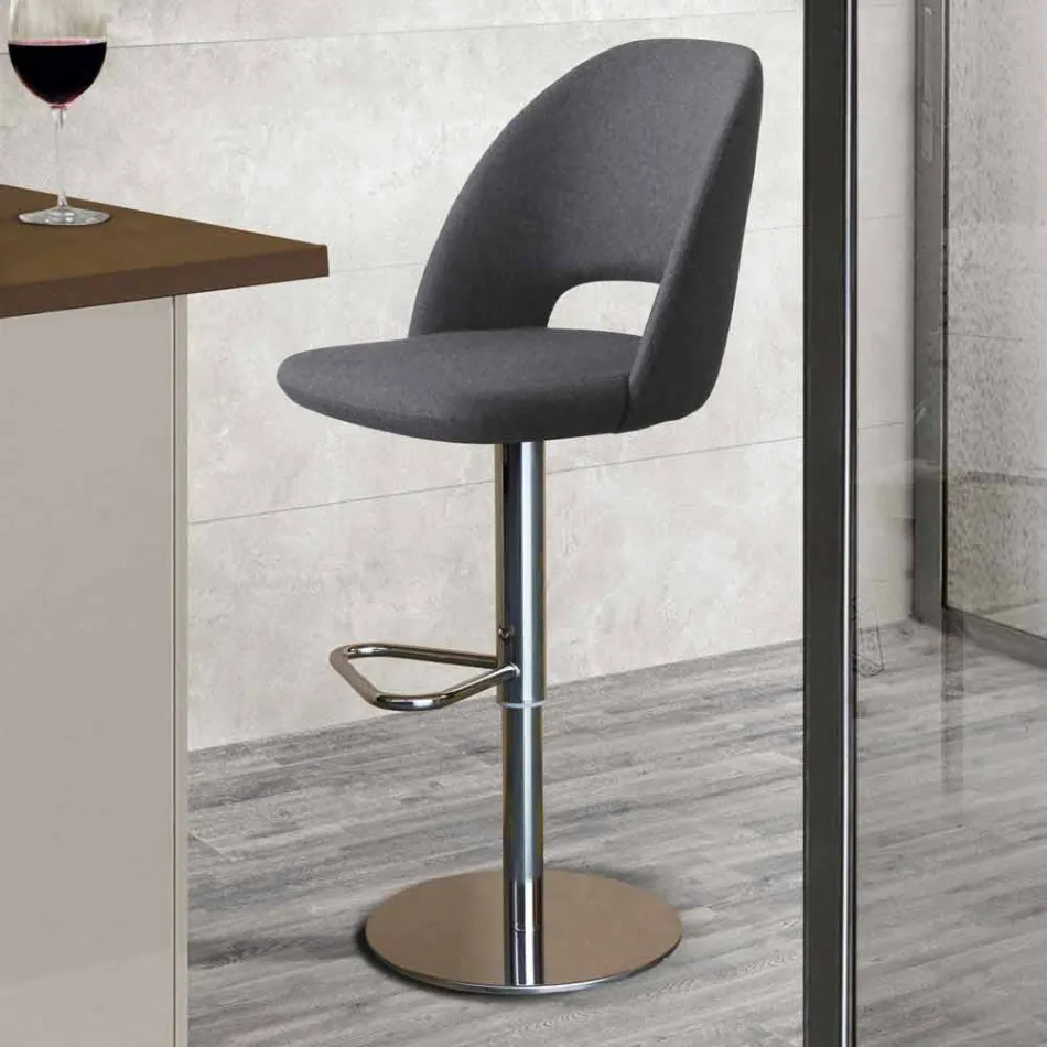 Swivel Stool in Fabric and Steel with Petrol Lift Made in Italy - Marchesi Viadurini