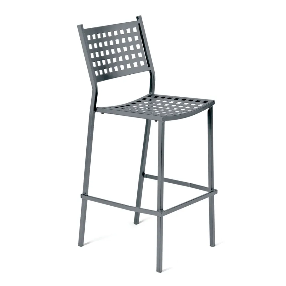 Stackable Outdoor Stool in Painted Steel Made in Italy - Nilda Viadurini