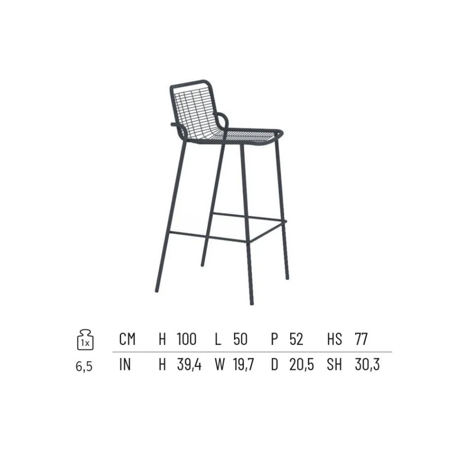 Stackable Outdoor Stool in Metal Made in Italy 2 Pieces - Vikas Viadurini