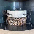 Stackable Outdoor Stool in Metal Made in Italy 2 Pieces - Vikas Viadurini