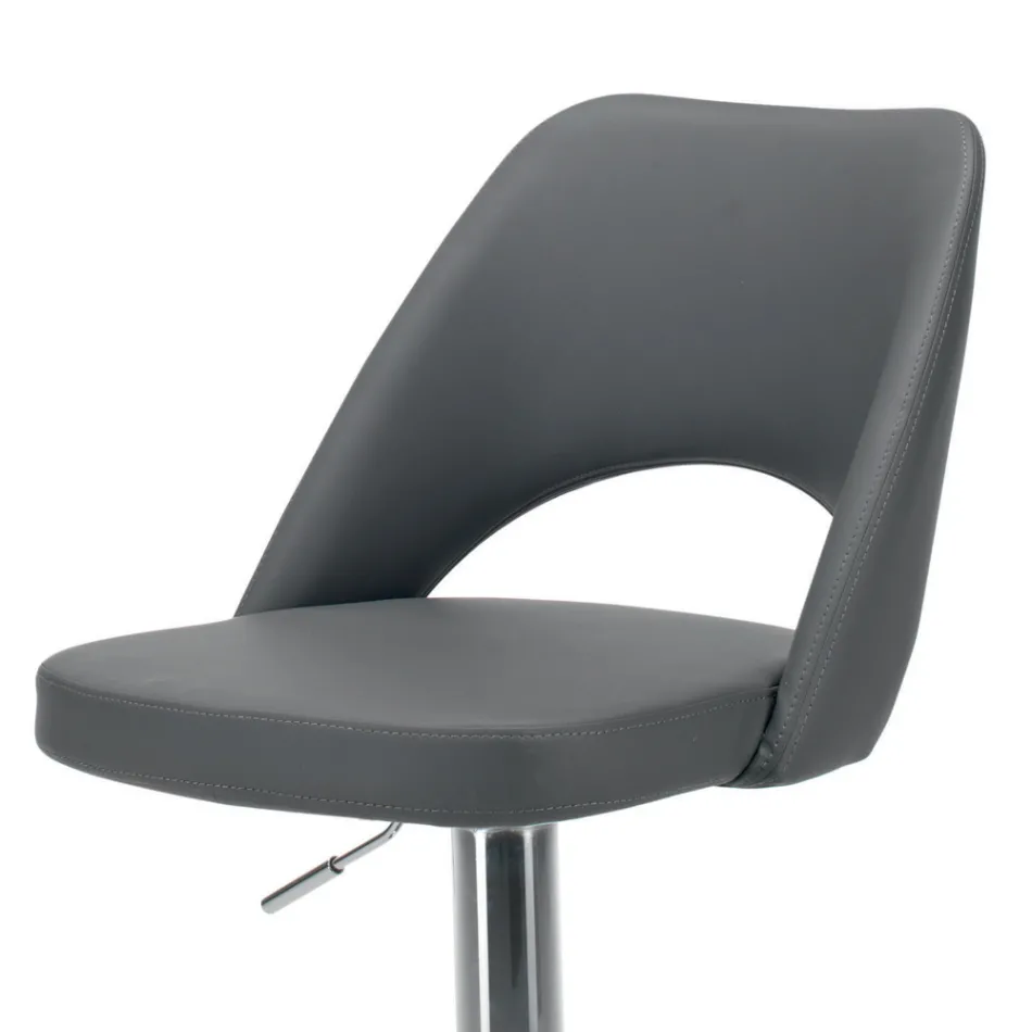 Stool in Eco-leather and Steel with Petrol Lift Made in Italy - Lorenza Viadurini