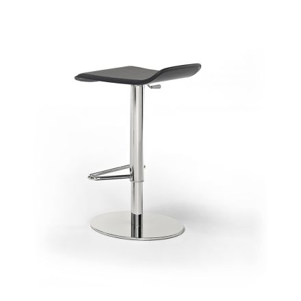 Stool in Faux Leather, Leather or Hide, Steel and Wood Structure - Peck Model Viadurini