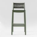 Stool in Solid Beech with Weaving in Colored Rope Made in Italy - Nora