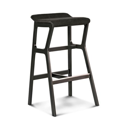 Stool in Solid Beech with Fabric Seat Made in Italy - Regensburg Viadurini