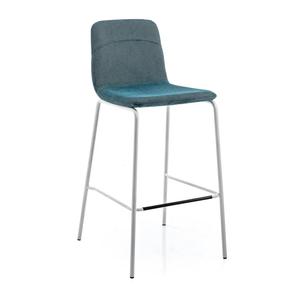 Stool in Colored Fabric and Modern Metal Made in Italy - Nautilus Viadurini