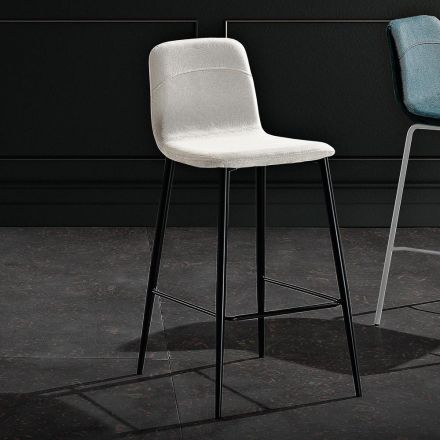 Stool in Fabric and Anthracite Metal Design Made in Italy - Nautilus Viadurini