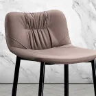 Stool in Leather Effect Fibre Fabric and Metal Made in Italy - Gohan Viadurini