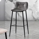 Stool in Leather Effect Fibre Fabric and Metal Made in Italy - Gohan Viadurini