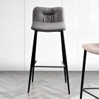 Stool in Leather Effect Fibre Fabric and Metal Made in Italy - Gohan Viadurini
