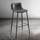 Stool in Leather Effect Fibre Fabric and Metal Made in Italy - Gohan Viadurini