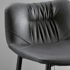 Stool in Leather Effect Fibre Fabric and Metal Made in Italy - Gohan Viadurini