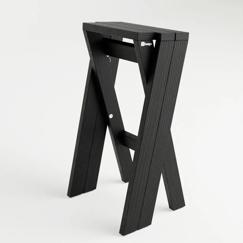 Folding and Stackable Stool in Solid Ash - Write Viadurini