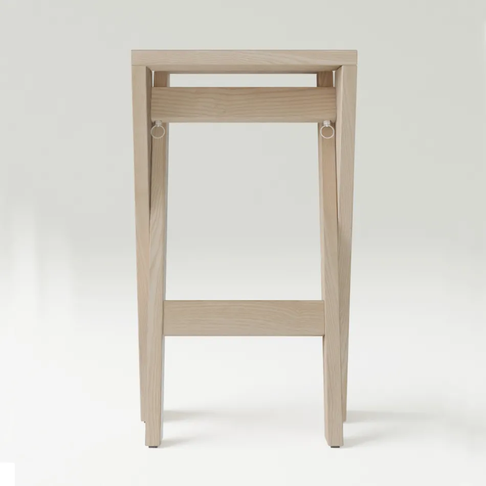 Folding and Stackable Stool in Solid Ash - Write Viadurini