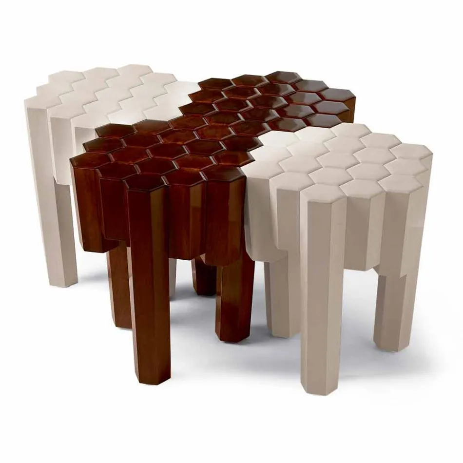 Design solid wood stool / coffee table, L38xD38 cm, Begga Viadurini
