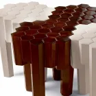 Design solid wood stool / coffee table, L38xD38 cm, Begga Viadurini