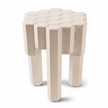Design solid wood stool / coffee table, L38xD38 cm, Begga Viadurini