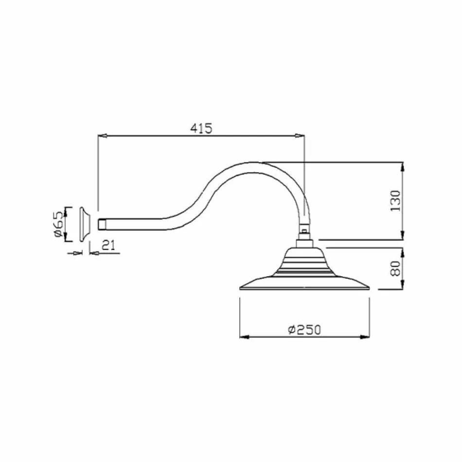 Classic Steel Shower Head with Brass Shower Arm Made in Italy - Jeko Viadurini