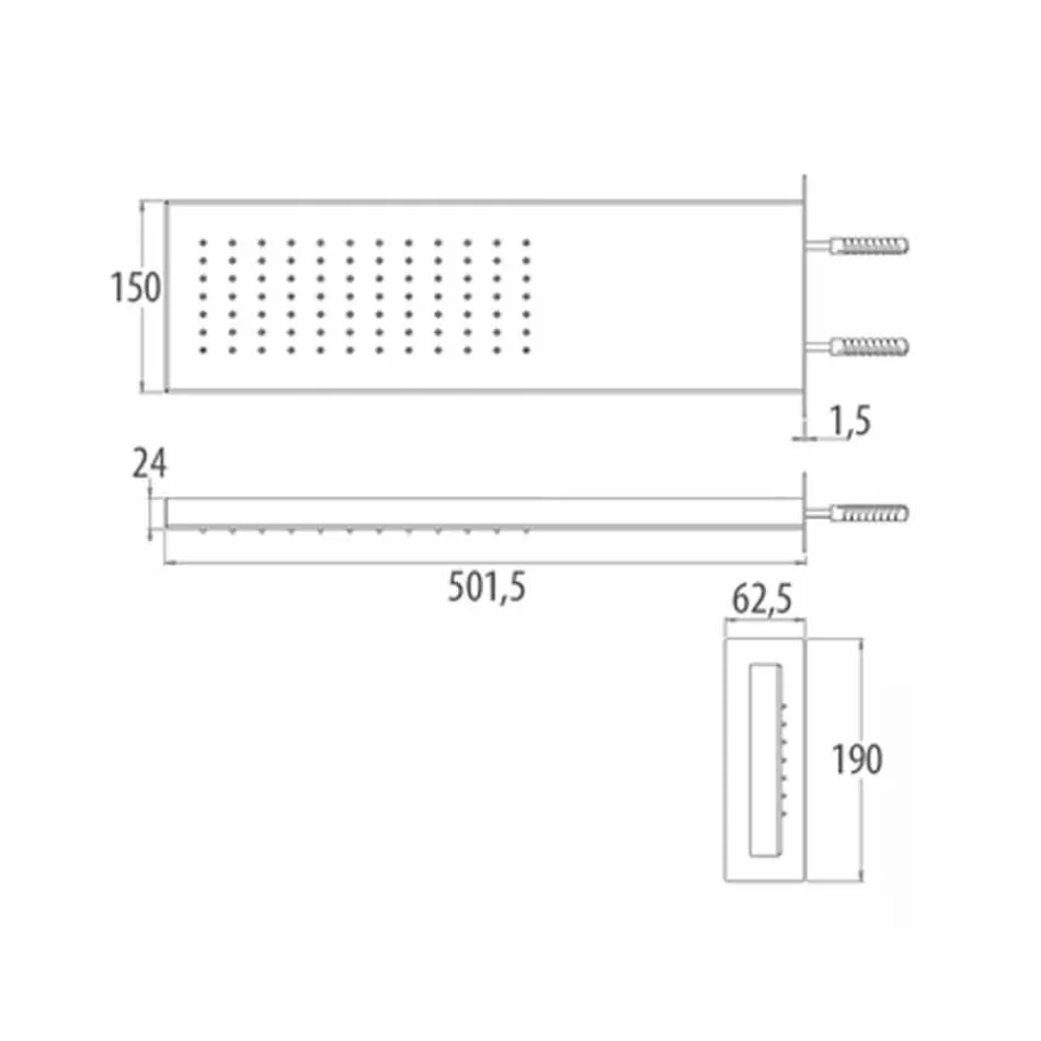 Stainless Steel Wall Shower Head with Rainfall Made in Italy - Net Viadurini