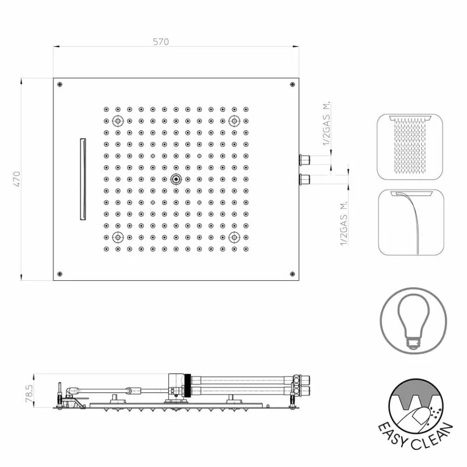 Shower head with chromotherapy two modern design Dream jets Viadurini