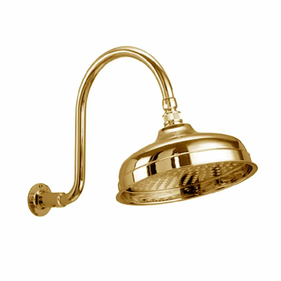 Brass Shower Head with Classic Arch Arm Made in Italy - Bisco Viadurini