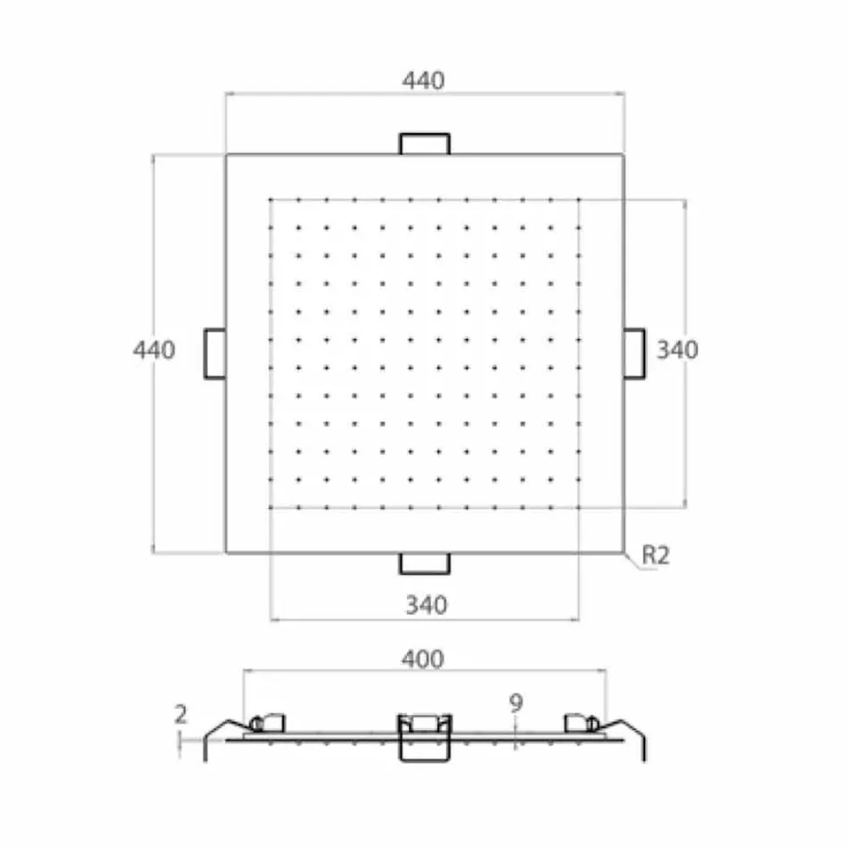 Square Ceiling Shower Head in Steel Made in Italy - Starch Viadurini