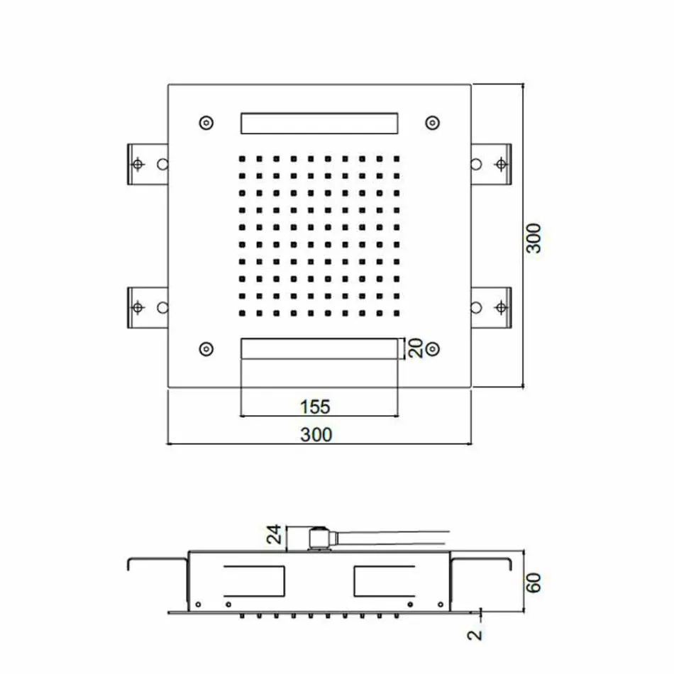 Square Shower Head in Stainless Steel with Chromotherapy Made in Italy - Bilbo Viadurini