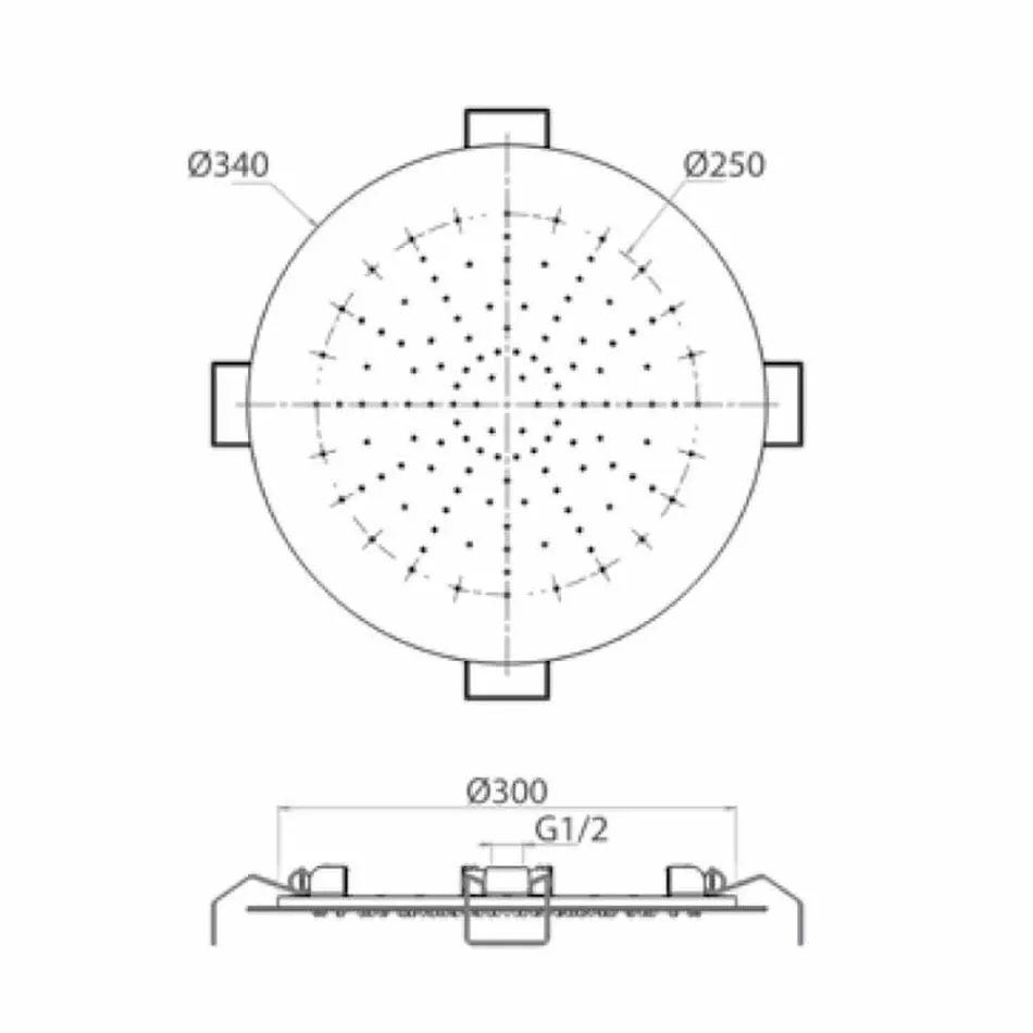 Round Ceiling Shower Head in Modern Steel Made in Italy - Damian Viadurini