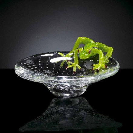 Small Tray with Glass Frog Ornament Made in Italy - Sossio Viadurini