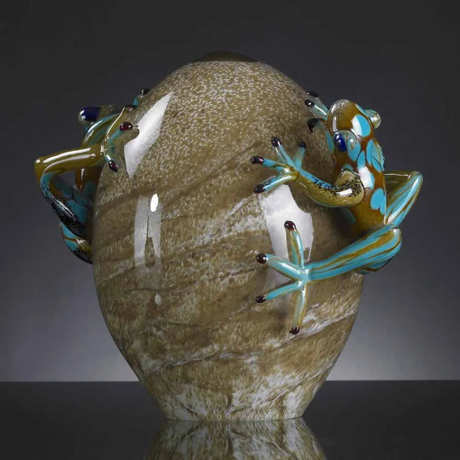 Egg Shaped Glass Ornament with Frogs Made in Italy - Huevo Viadurini