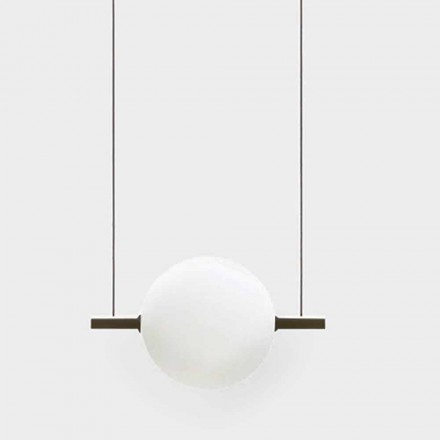 Design Suspension in Glass and Brass with LED Light, 3 Sizes - Alma by Il Fanale Viadurini