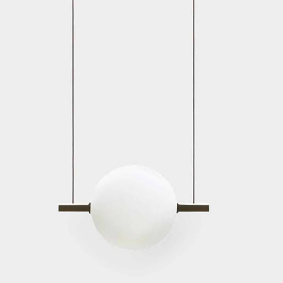Design Suspension in Glass and Brass with LED Light, 3 Sizes - Alma by Il Fanale Viadurini