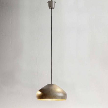 Antique Steel Design Suspension Diameter 450 mm - Materia Aldo Bernardi Viadurini