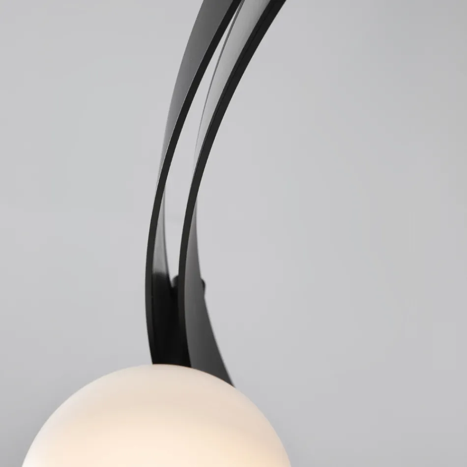 Oval Design Suspension in Black Aluminium with Spheres and Spotlights - Exodus Viadurini