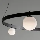 Round Design Suspension in Black Aluminium with Spheres and Spotlights - Exodus Viadurini