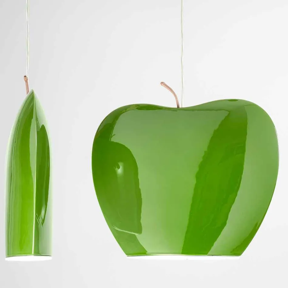 Suspension in Ceramics of Apple Shaped Design - Fruits Aldo Bernardi Viadurini