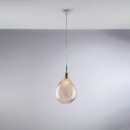 Iron Pendant Lamp with Pyrex Glass Made in Italy for Interior Decorating - Amazonia Viadurini