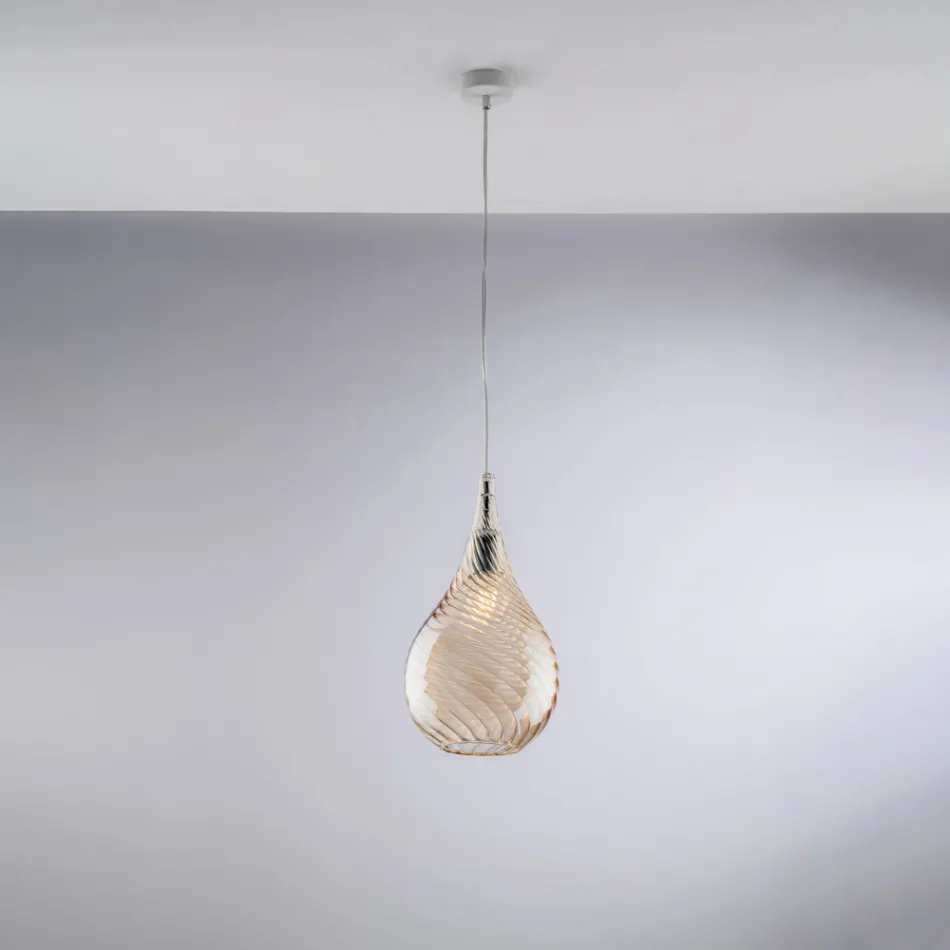 Iron Pendant Lamp with Pyrex Glass Made in Italy for Interior Decorating - Amazonia Viadurini