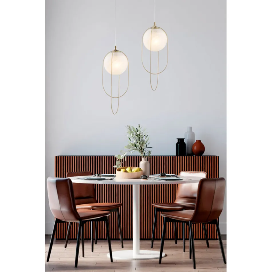 Chrome-Plated Iron Pendant Light with Sphere Made in Italy for Interior Decor - Oslo Viadurini