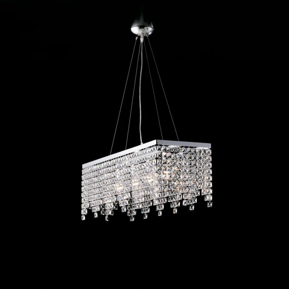 Chrome-Plated Iron Pendant Lamp with Rhinestones Made in Italy for Interior Decorating - Africa Viadurini